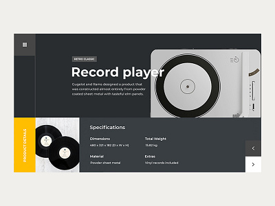 Record Player Concept. business clean dark design flat graphicdesign minimal simple web webdesign webdesigner webdevelopment