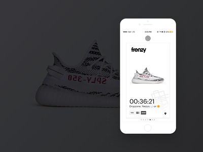 Frenzy Dropzones V1 flashsale frenzy ios iphone mobile product sneakers startup streetwear ui ux yeezy
