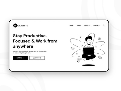 Black And White Website Concept - Landing Page