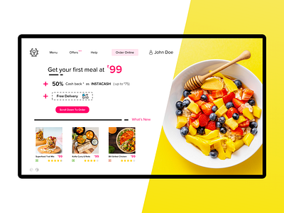 Deliverilo - Home Page yellow web design minimal delivery app food ux design branding landing  page food delivery app ui design