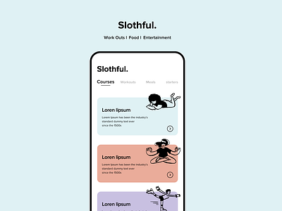 southful.  -  Home screen mobile app vector minimalism courses food workouts illustration ux ios app white flat clean adobe xd ui