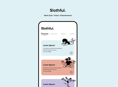 southful. - Home screen adobe xd app clean courses flat food illustration ios minimalism mobile app ui ux vector white workouts
