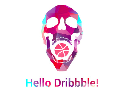 Hell-o Dribbble! clean debut dribbble first shot firstshot gradient illustration invitation skull