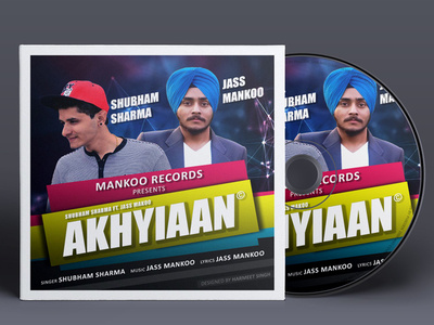 Akhyiaan song Cover Art album cover art branding design graphics mankoo records mockup music label typography