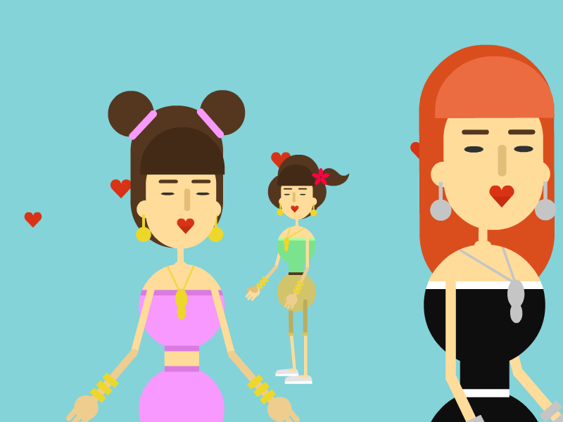 Girls animated animation art character design digital 2d digital art flat graphics illustration style