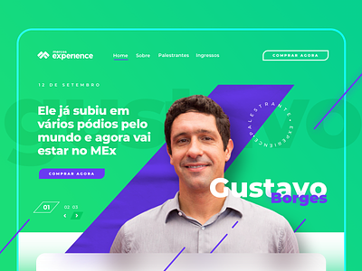 Hero with the main speaker at the Mercos Experience event event landing page hero hero image hero section landing page landing page design mercos ui design ui ux