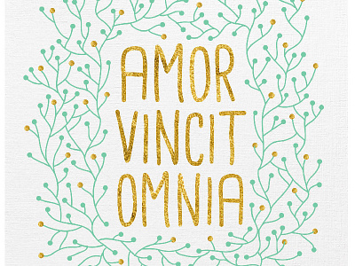 Amor Vincit Omnia amor vincit omnia book gold illustration love conquers all quote typography