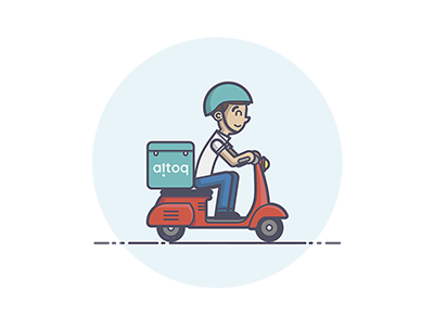 Delivery Illustration for altoq.pe delivery man scooter