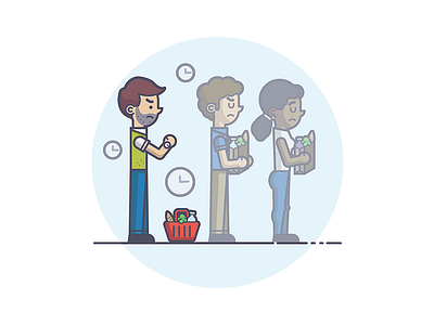 Supermarket queue Illustration