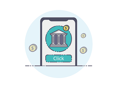 bank transfer illustration bank cash click money one transfer