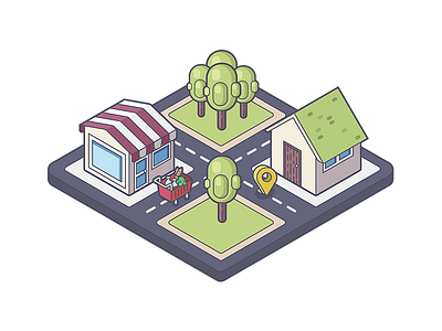 micro delivery world Illustration city delivery home isometric microworld supermarket
