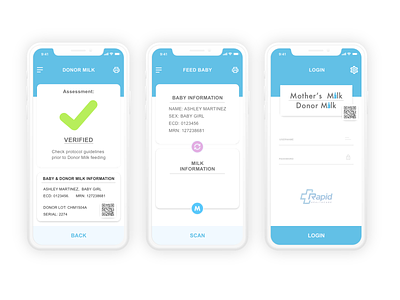 Mother's Milk & Donor Milk App design healthcare app ios mobile ui