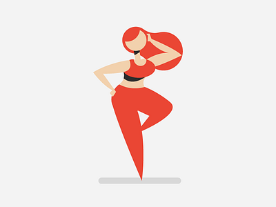 Red girl character curvy female graphic illustration logo red simple woman