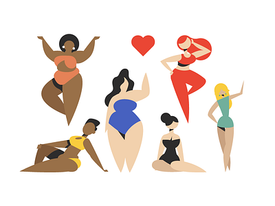 All the girls. character curvy female graphic illustration logo simple woman