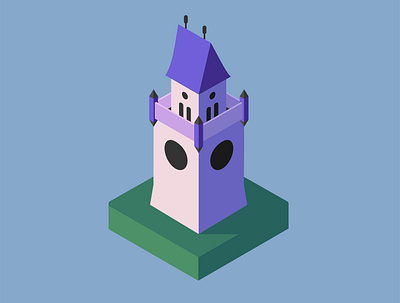 Fairy Tower art black branding clean design fairy flat green illustration illustrator isometric isometric art isometric design isometric illustration isometry minimal purple vector