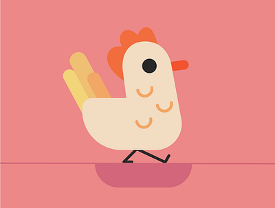 THE HUHN art branding chicken clean design flat illustration illustrator minimal pink simple vector warm