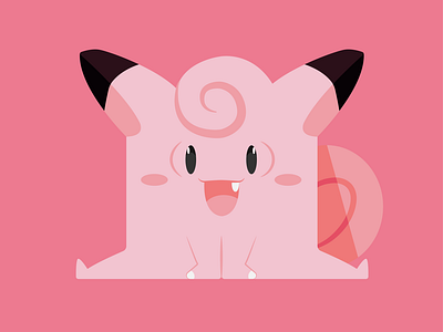 Clefairy art clean design flat illustration illustrator minimal pink pokemon vector