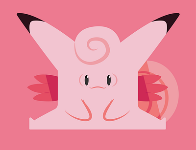 Clefable art clean clefable cute design fairy flat illustration illustrator minimal pink pokemon pokemon go vector