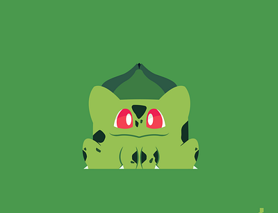 #001 Bulbasaur art bulbasaur clean design flat green illustration illustrator minimal pokemon pokemon go red vector