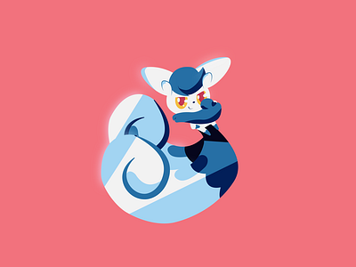 Meowstic art blue clean design flat illustration illustrator logo meowstic minimal pink pokemon vector