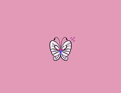 Butterfree animal art buterfly buterfree butterfly butterfree clean design flat illustration illustrator insect minimal nature pink pokemon red vector white