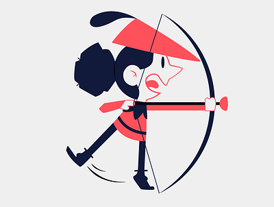 Archer kid archer archery art blue child clean design flat illustration illustrator kid minimal people red vector
