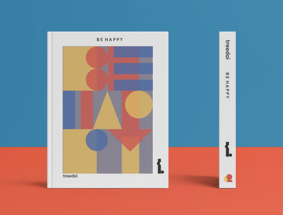 book cover - "BE HAPPY" art bauhaus branding clean design flat illustrator logo minimal simple design typography vector