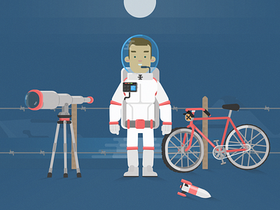 Astronaut astronaut barbed wire bicycle bike fence lake moon no gif rocket telescope