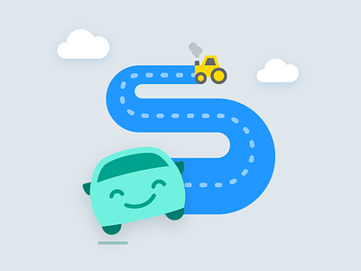 Part one of an onboarding flow illustration android app car happy icon illustration logo onboarding smile traffic