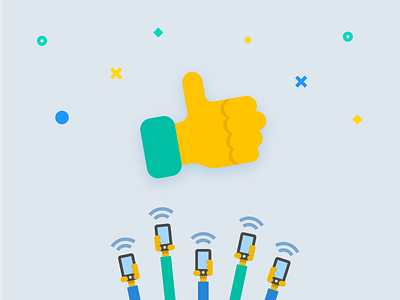 Part three of an onboarding flow illustration android app custom flat icon illustration material design onboarding thumb up traffic