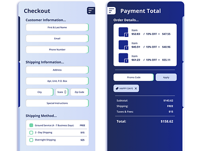 Customer Checkout Screens #DailyUIChallenge app design figma ui ux