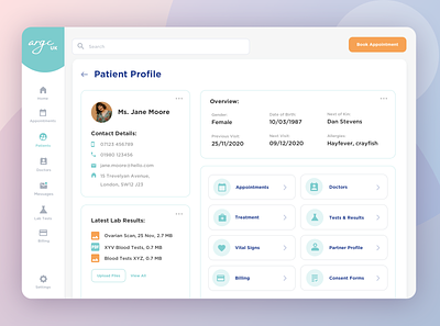 Patient Tablet Concept for a Fertility Clinic dashboard dashboard ui fertility clinic green lab results medical medical profile patient profile patients product design product designs tablet app ux