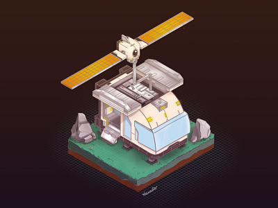 Space Camper - Satellite expansion camper campervan illustraion isometric isometric art isometric design lowpoly montreal