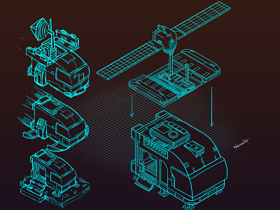 Space Camper - sketches isometric isometric art isometric illustration montreal