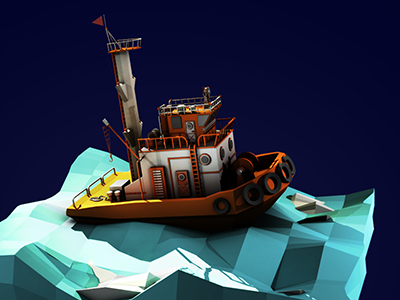 Tug and tow boat 3d boat lowpoly montreal videogames