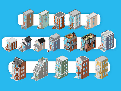 Isometric houses - Mobile game brooklyn environment design houses isometric isometric art isometry mobilegame