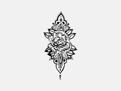 Rose Mandala design drawing illustration ink sketch vector