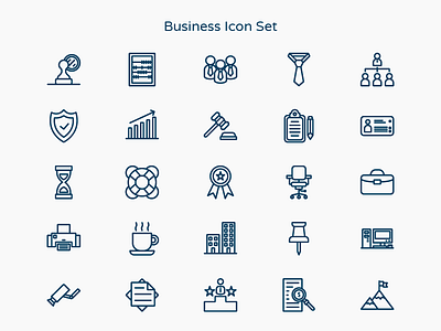 Blue Business Icon Set bank icon business icon finance icon icon icon set iconography outline