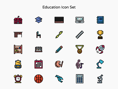 Education Icon Set Color education icon icon icon set iconography school icon