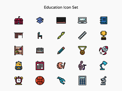 Education Icon Set Color