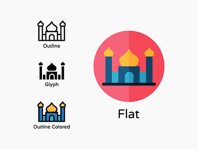 Exploration Style colored icon flat icon glyph icon icon icon set mosque icon outline icon