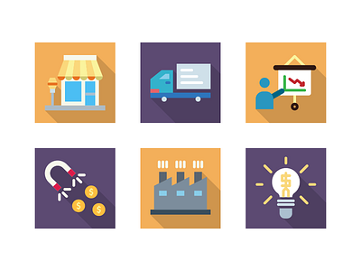 Square + Long Shadow icon icon set iconography marketing icon shop icon