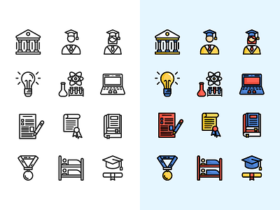 University Icon Set back to school college icon icon set iconography outline icon university