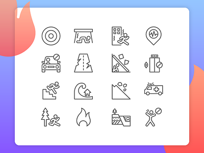 Earthquake Icon Set disaster earthquake icon icon infographic outline icon shake simple icon