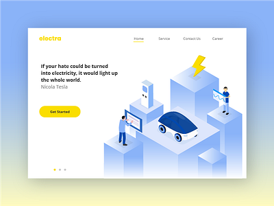 Electric Car Banner Illustration banner car eco electric car future illustration landing page modern tech tesla ui user interface website