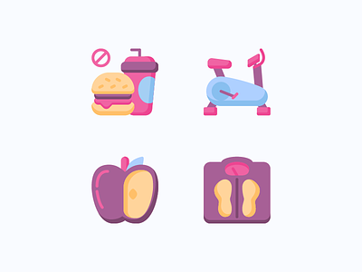 Diet Icons burger diet icon fitness icon flat icon healthy icon icon icon set iconography illustration
