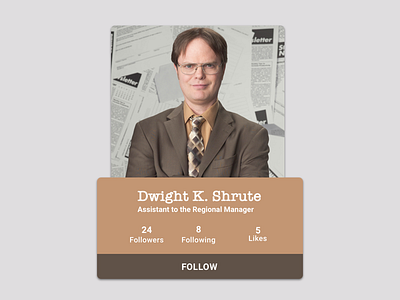 Daily UI #006 - User Profile dailyui dunder mifflin dwight the office user profile