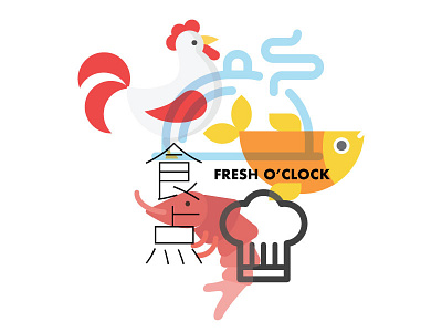 Fresh O'Clock Artwork artwork delivery design fb graphic icon illustration minimal packaging