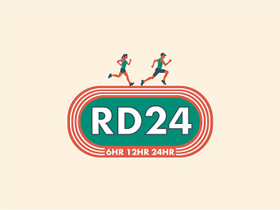 RD24 Track Race Logo logo man running race running track track and field woman running