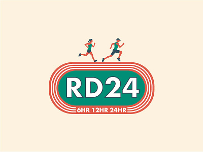 RD24 Track Race Logo logo man running race running track track and field woman running